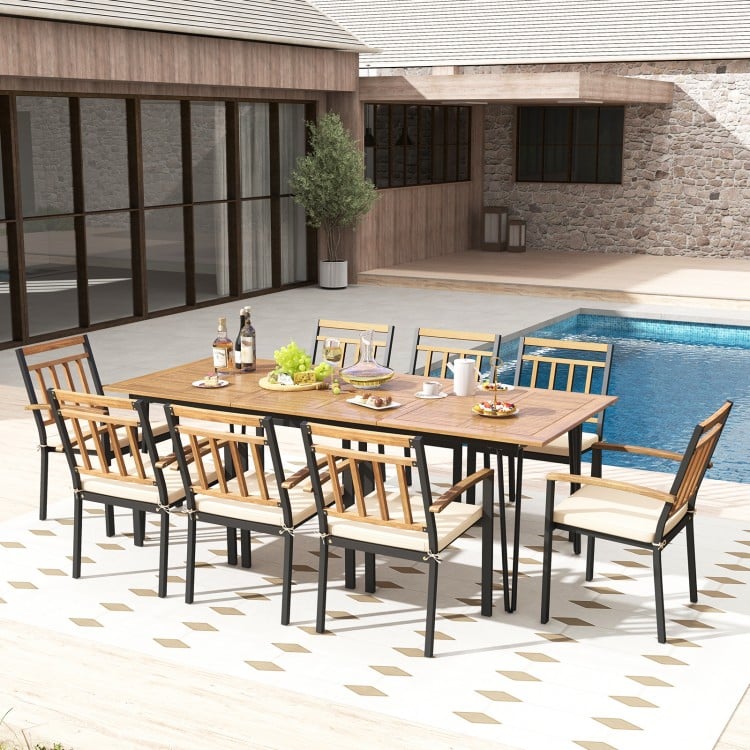 Set of 2 Patio Dining Chairs with Removable Padded Cushions-17 Inches