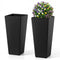 Set of 2 Rattan Tall Plant Pots with Detachable Plastic Liners-Black