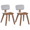 Set of 2 Rubber Wood Dining Room Chairs with Teddy Velvet Padded Backrest-Walnut