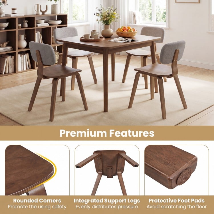 Set of 2 Rubber Wood Dining Room Chairs with Teddy Velvet Padded Backrest-Walnut