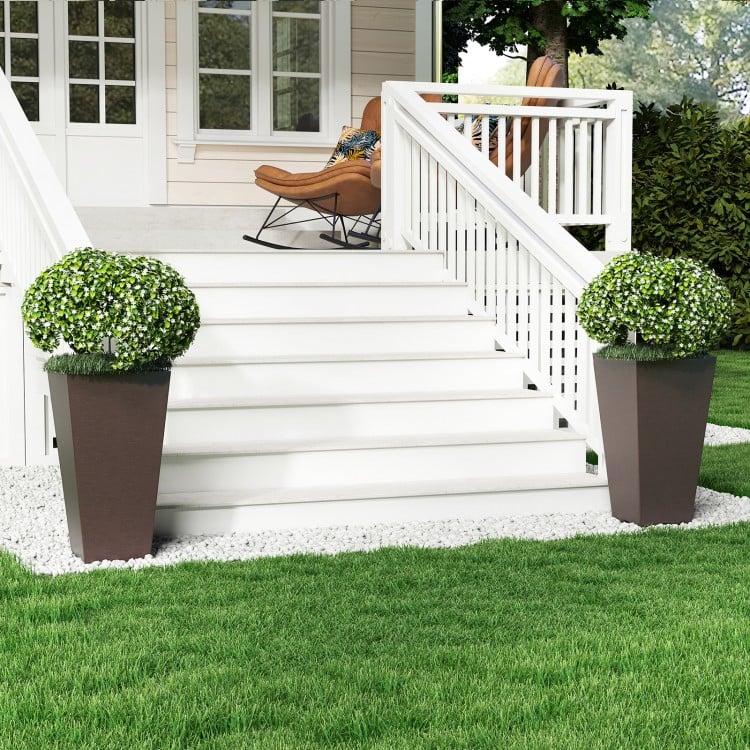 Set of 2 Square Taper Planter with Removable Inner Bucket and Optional Drainage Hole