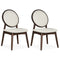 Set of 2 Upholstered Linen Fabric Kitchen Side Chairs with Padded Seat-Beige