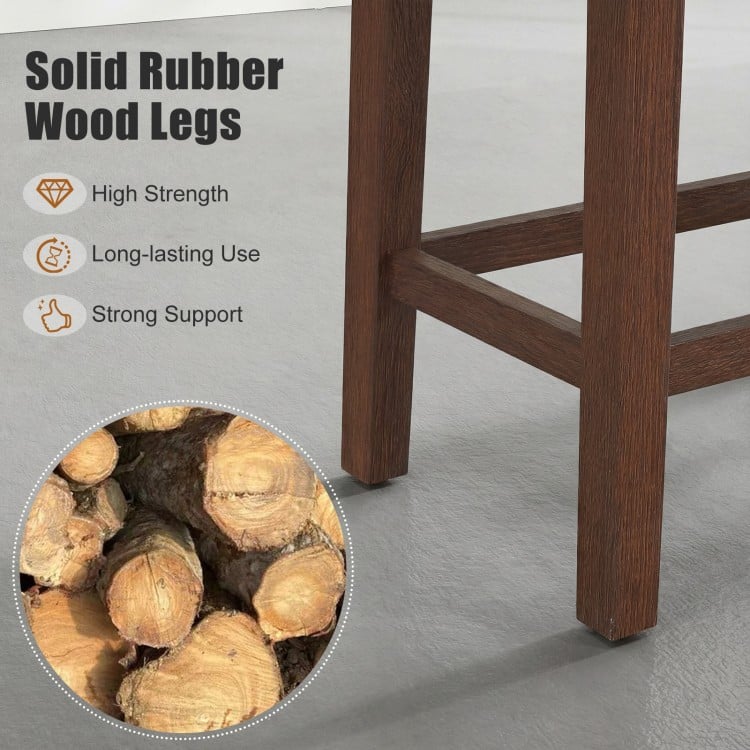 Set of 2 Upholstered Counter Height Bar Stool with Curved Saddle-Seat-Brown
