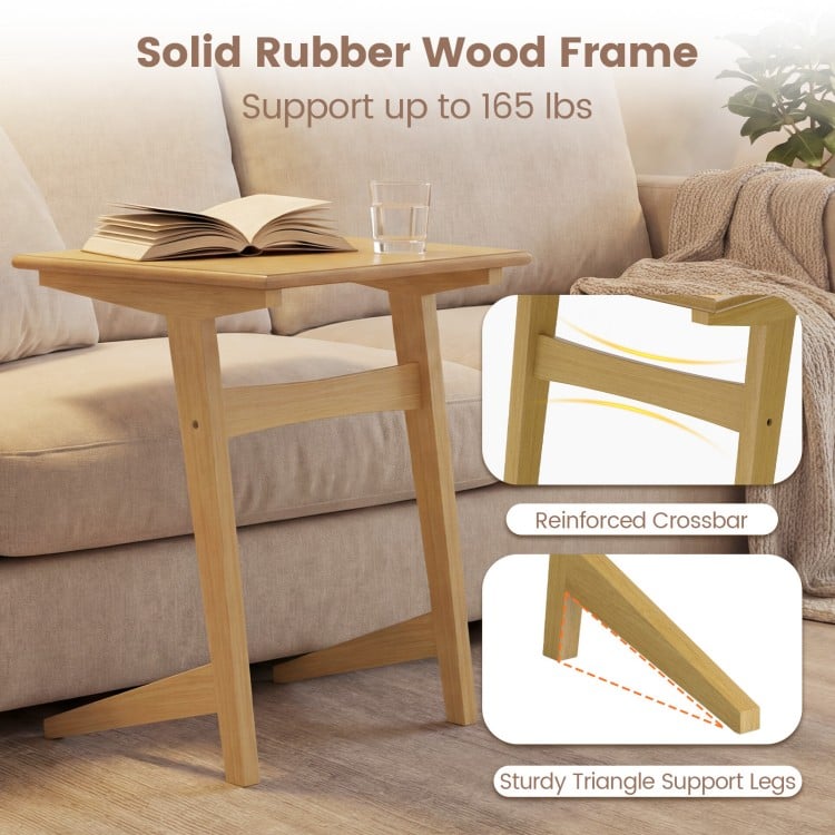 Set of 2 Wood Sofa Side Table C-shaped End Table with Wood Veneered Top