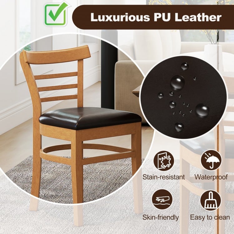 Set of 2 Wooden Dining Chair with Rubber Wood Legs for Restaurant-Brown