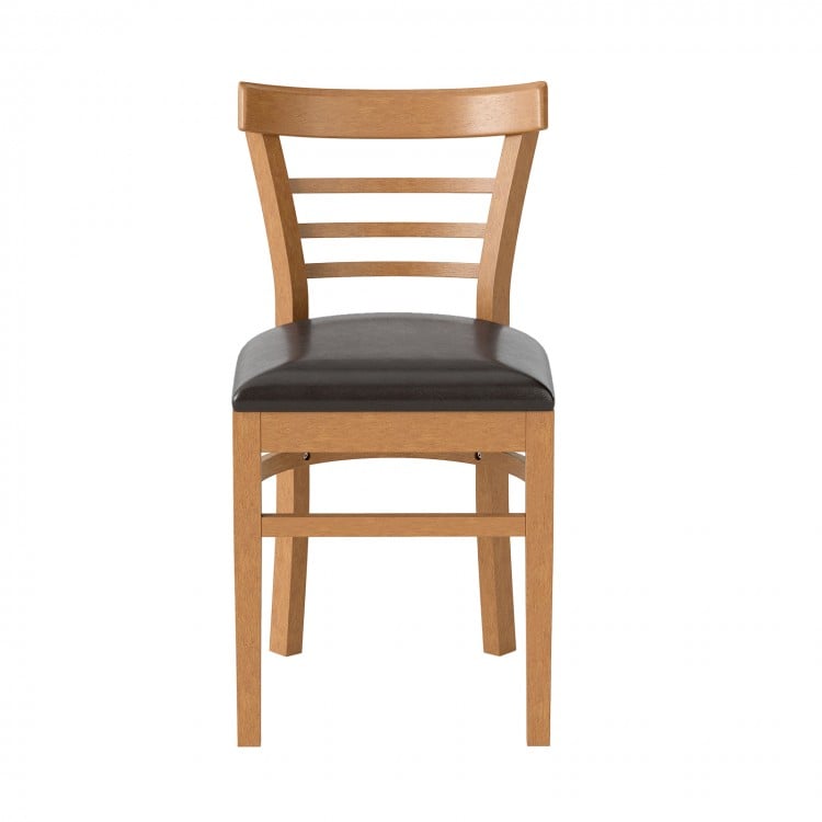 Set of 2 Wooden Dining Chair with Rubber Wood Legs for Restaurant-Brown