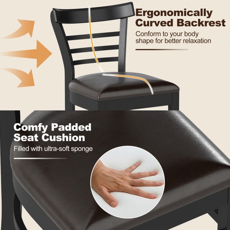 Set of 2 Wooden Dining Chair with Rubber Wood Legs for Restaurant-Black