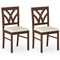 Set of 2 Wooden Dining Chairs Upholstered with Hollowed Backrest and Soft Padded Seat-Brown