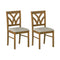 Set of 2 Wooden Dining Chairs Upholstered with Hollowed Backrest and Soft Padded Seat-Oak