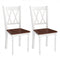 Set of 2 Wooden Farmhouse Kitchen Chairs with Rubber Wood Seat-2 Pieces