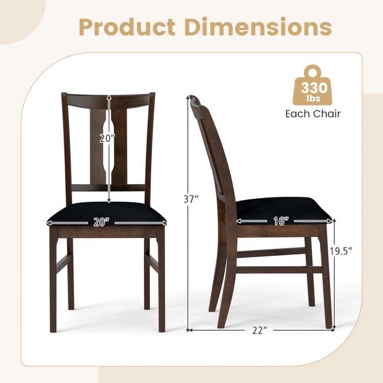 Set of 2 Wooden Upholstered Dining Chairs with High Curved Back-Walnut