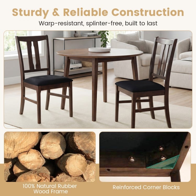 Set of 2 Wooden Upholstered Dining Chairs with High Curved Back-Walnut