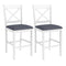 Set of 2 X-Back Bar Stools with Upholstered Cushioned Seats-White