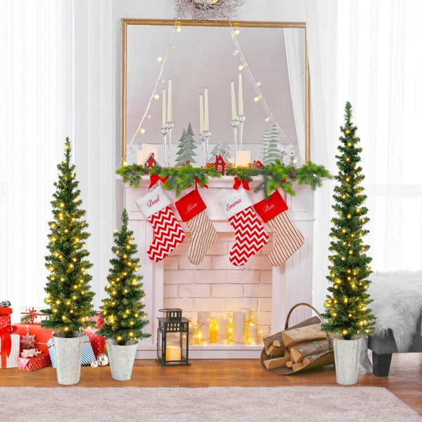 Set of 3 Pre-Lit Artificial Christmas Trees with 230 Warm White LED Lights