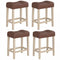 Set of 4 Upholstered Counter Height Bar Stool with Curved Saddle-Seat-Natural