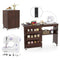 Sewing Machine Table with Charging Station and Lockable Casters-Brown