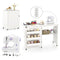 Sewing Machine Table with Charging Station and Lockable Casters-White