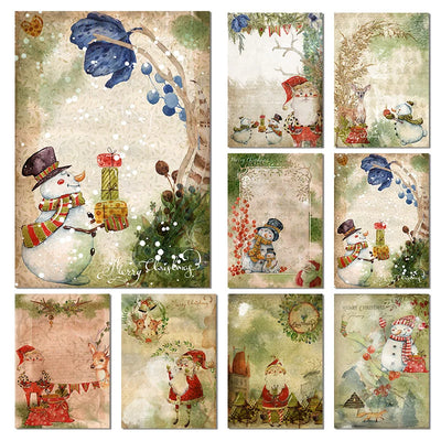 Christmas Design Rice Paper Retro Vintage Snowman Decoupage Pattern Papers for Scrapbooking DIY Junk Journal Decoration Craft 