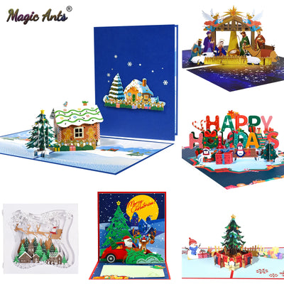 Christmas Card Santa Ride Xmas Festival New Year Card Winter Holiday Greeting Cards with Envelopes 