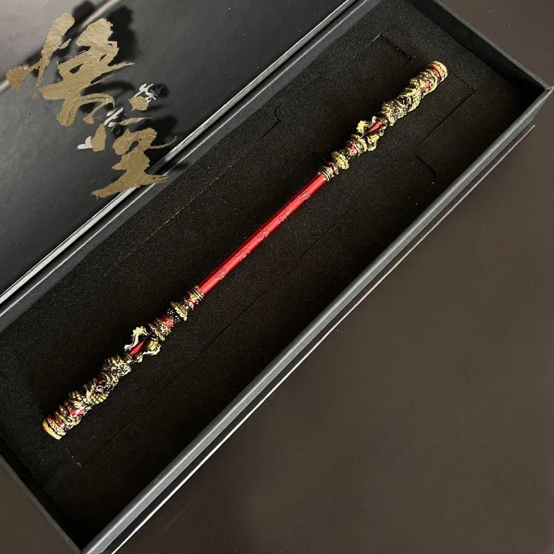 22CM Game Peripherals Sun Wukong As-You-Will Gold-Banded Cudgel Full Metal Replica Miniature Cold Weapon Model Long Stick Crafts