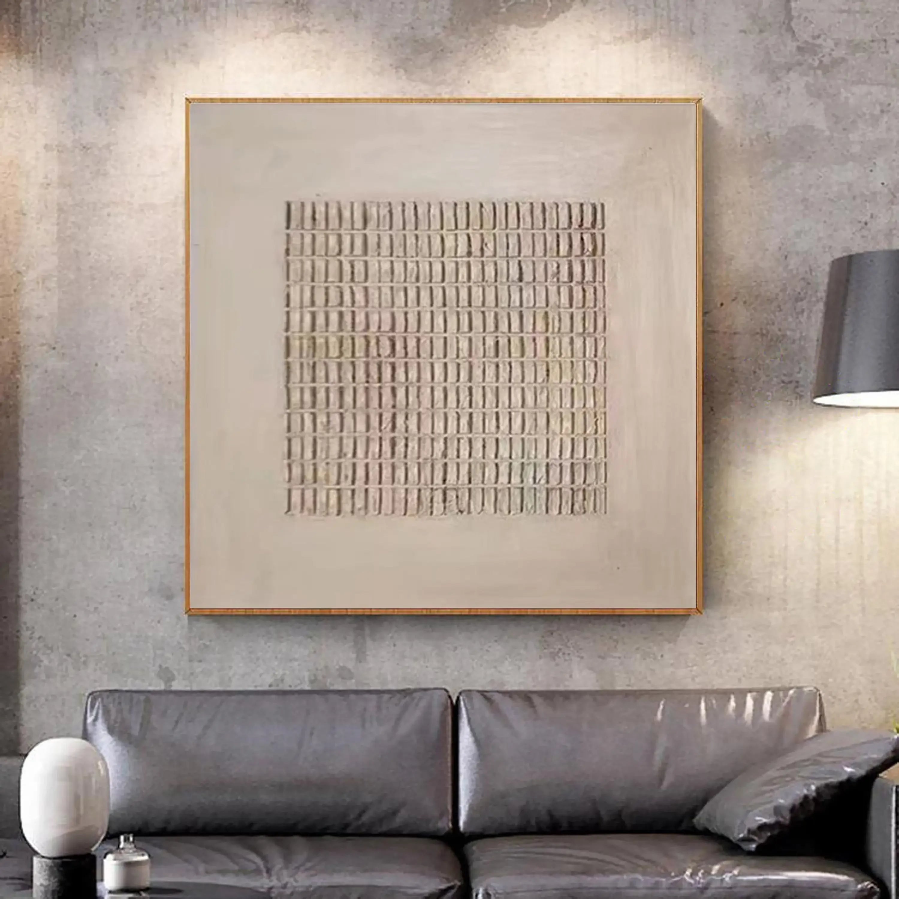 Large Beige 3D Minimalist Painting - Textured Neutral Wall Art, Wabi Sabi Style, Boho Beige Plaster Artwork 