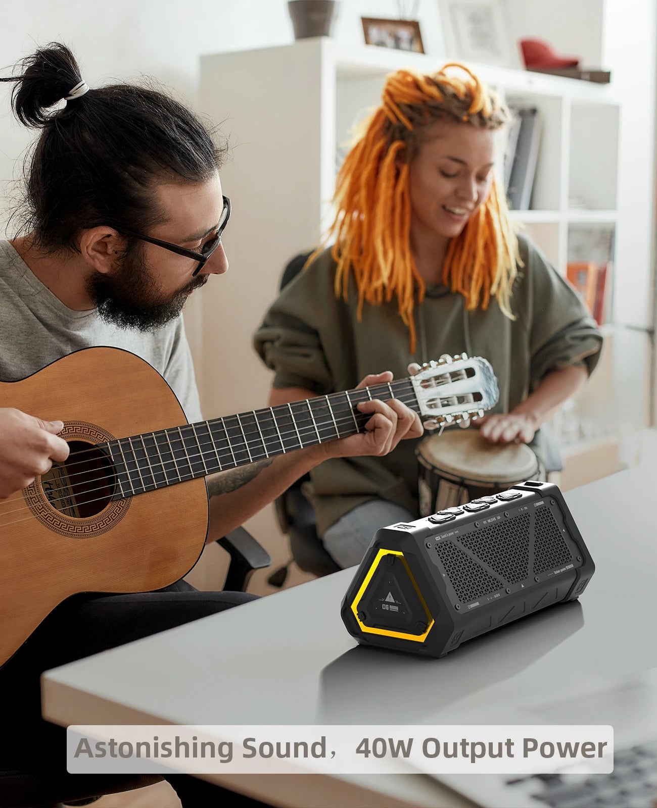 MLOVE P3 Portable Outdoor Bluetooth Speaker - Bluetooth 5.3, Stereo Sound, IPX7 Waterproof, Micro SD Card, RGB Light, TWS 