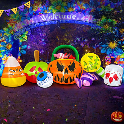 6-10FT Home Outdoor Inflatable Pumpkin Decoration Ghost Tree Spider Halloween Arch Yard Props for Holiday Party Garden With Led 