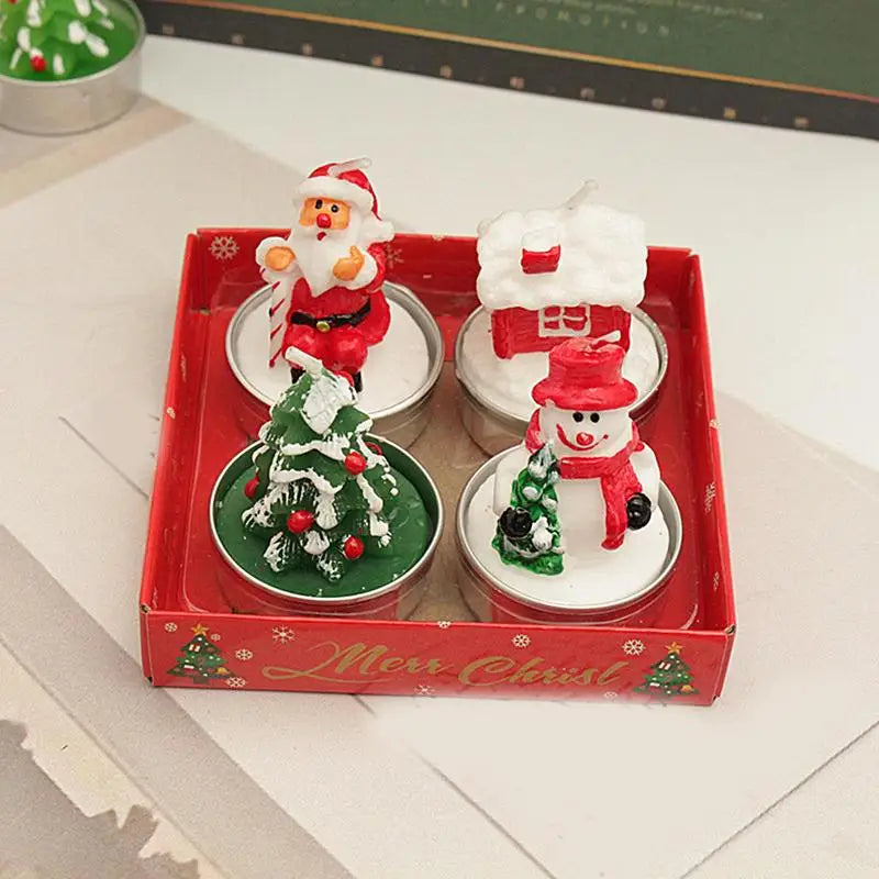 4PCS Christmas Candles Santa Claus Snowmen Tin Cans Scented Candle Christmas Decorations For Home Navidad New Year Gifts