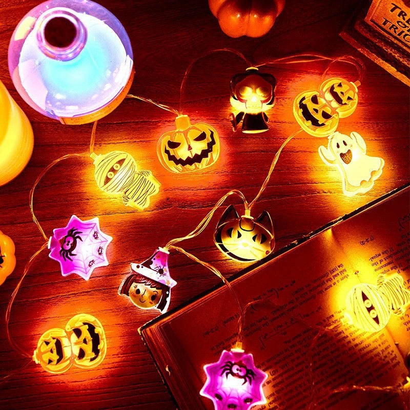 Halloween Party LED String Lights Pumpkin Ghost Spider Web Hanging Lamp For Halloween Home Indoor Outdoor Decoration Props 2024 