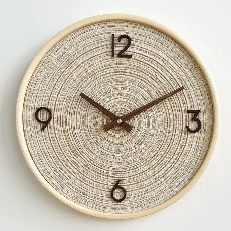 Solid Wood Silent Wall Clock - Modern Nordic Style for Living Room, Simple and Decorative Art