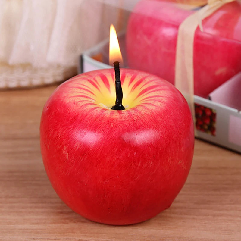 Christmas Gift Simulation Fruit Aroma Candle Apple Smokeless Handmade Candle Christmas Eve Party Decoration Candles Red Apple