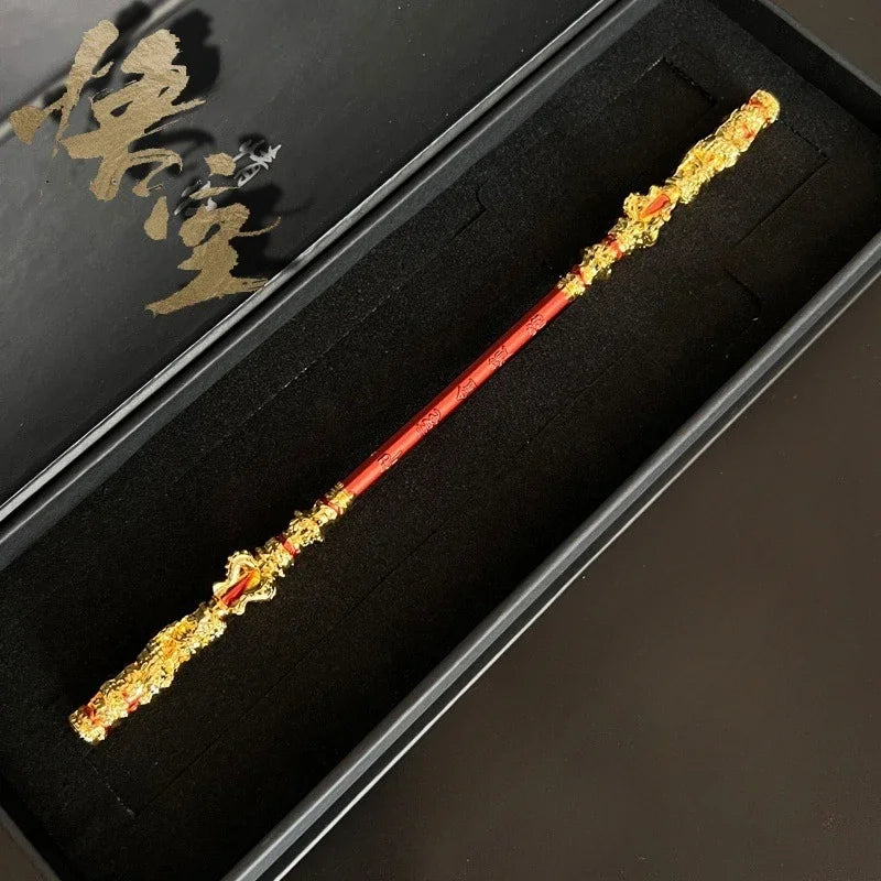 22CM Game Peripherals Sun Wukong As-You-Will Gold-Banded Cudgel Full Metal Replica Miniature Cold Weapon Model Long Stick Crafts