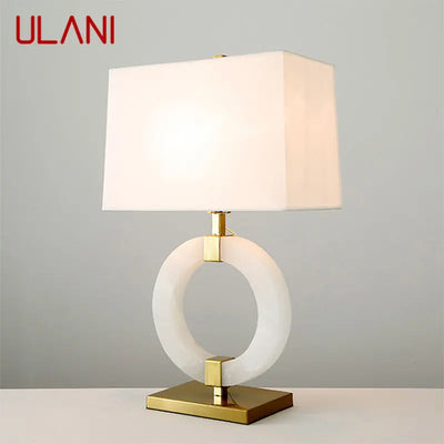 ULANI Modern Marble Table Lamp – LED Creative Fashion Design, White Simple Desk Light for Home Decor, Living Room, Bedroom, and Study 