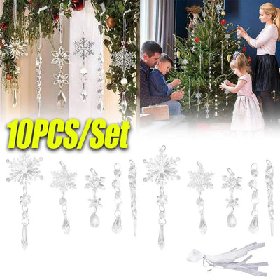 Christmas Ice Bar Transparent Snowflake Ice Ribs Ice picks Christmas Tree Hanging Decoration Christmas Decoration Supplies 