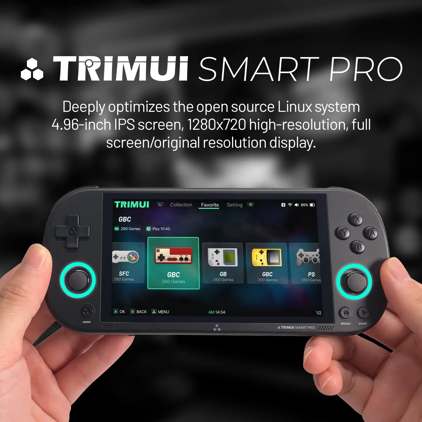 Trimui Smart Pro Retro Handheld Game Console – 4.96 Inch Screen, Bluetooth-Compatible Headset Support, Gaming System, Ideal Gift for Kids and Adults