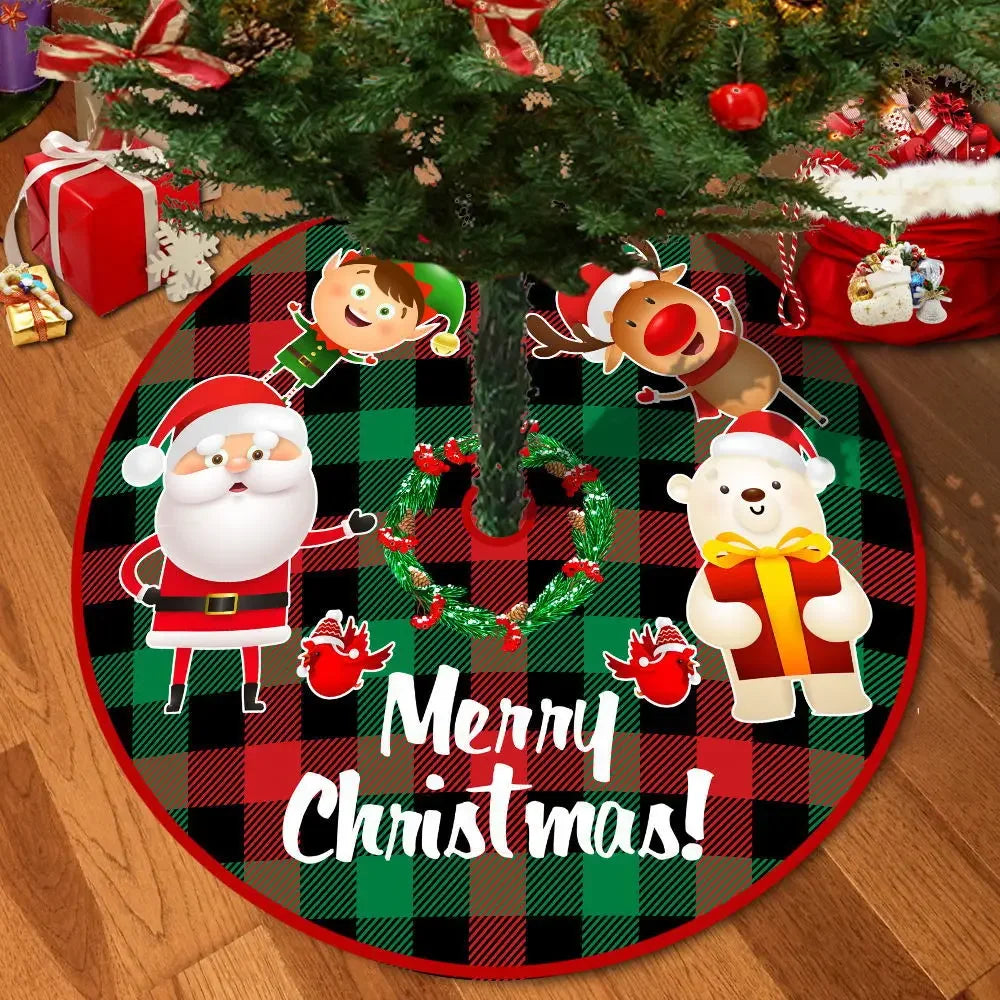 72/92/122Cm Christmas Tree Skirt Red Christmas Tree Foot Cover Santa Claus Snowflake Christmas Tree Carpet Base Mat Decorations 