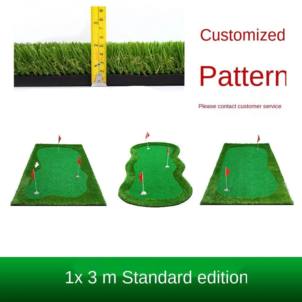 PGM 3-Hole Indoor Outdoor Golf Putting Green - 100x300cm Training Mat for Home Practice (GL006)