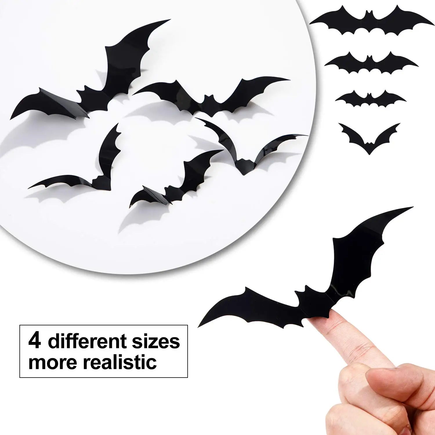 Halloween 3D Bat Decoration Plastic Bat Wall Stickers Furniture Window Yard Sign Decoration Outdoor Lawn Spooky Party Decoration