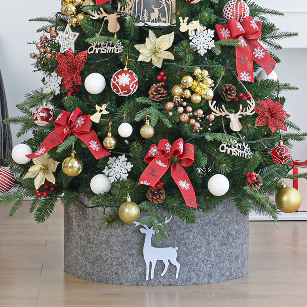 60/90/120CM Tree Skirt Christmas Tree Skir Xmas Tree Mat Christmas Tree Round Basket Elk Printed Christmas Tree Base Cover New