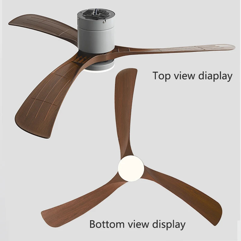 46 Inch Low Floor Ceiling Fan Light – Modern Black ABS Blade, DC Motor, Remote Control, LED Fan Lights, for Restaurant and Bedroom, 110V/220V 