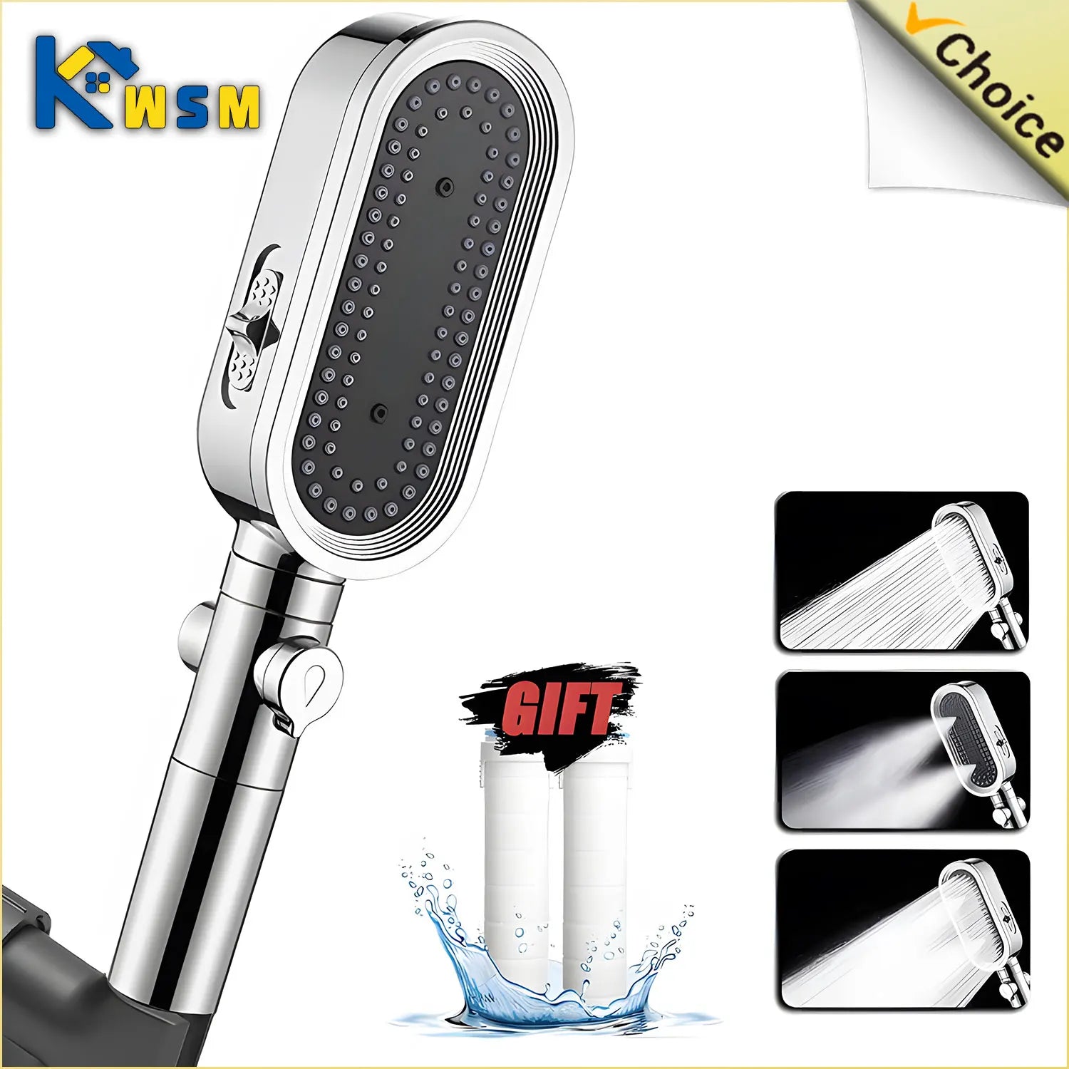 High Pressure Shower Head 3-mode Adjustable Shower Filtered Water-saving Hand Shower Shower Mixer Bathroom Accessories