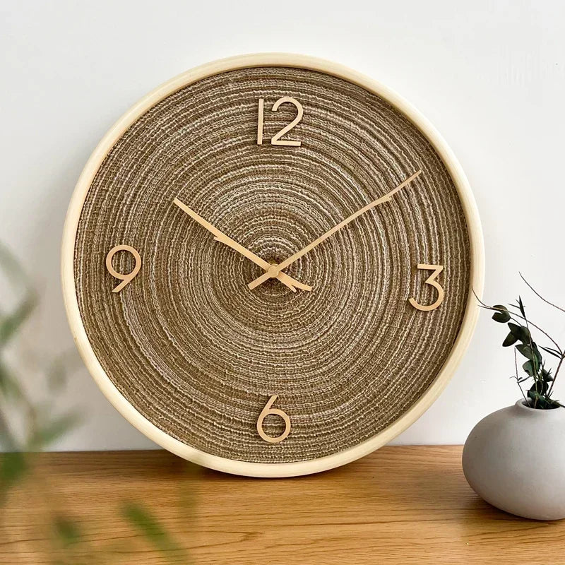 Solid Wood Silent Wall Clock - Modern Nordic Style for Living Room, Simple and Decorative Art