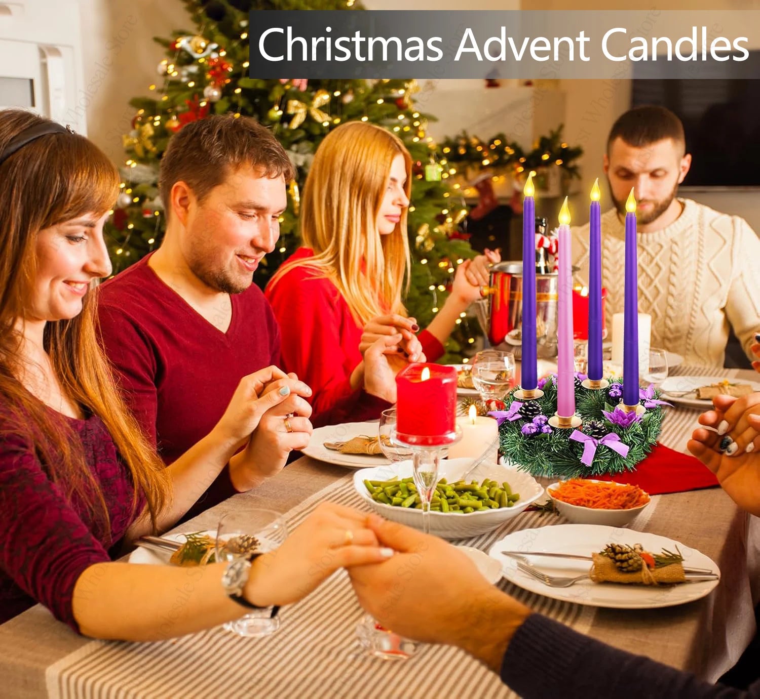 4-10pcs LED Flameless Advent Candles  Taper Candles With Remote Control  for Christmas Advent Rituals Casting Chimes Spells