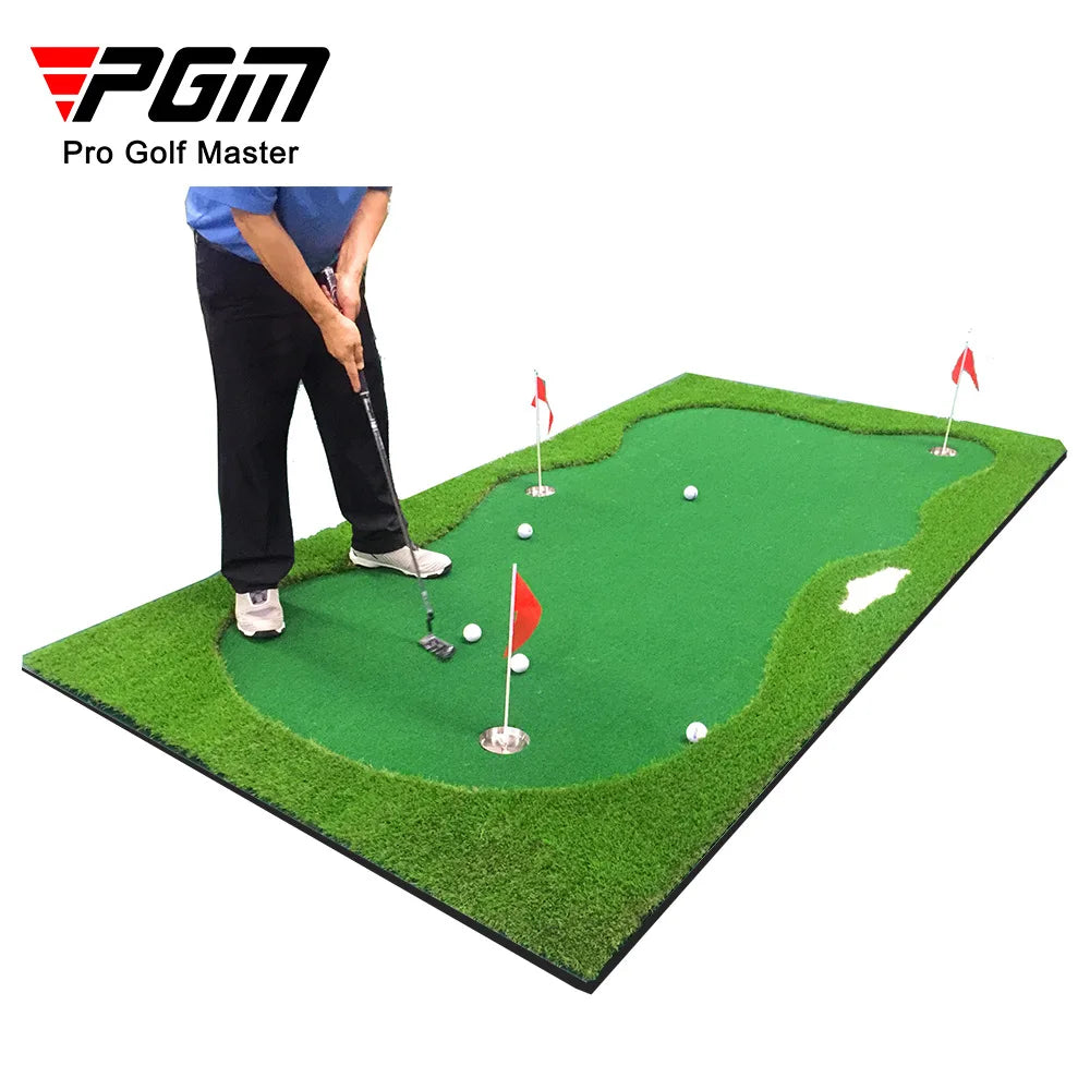 PGM 3-Hole Indoor Outdoor Golf Putting Green - 100x300cm Training Mat for Home Practice (GL006)