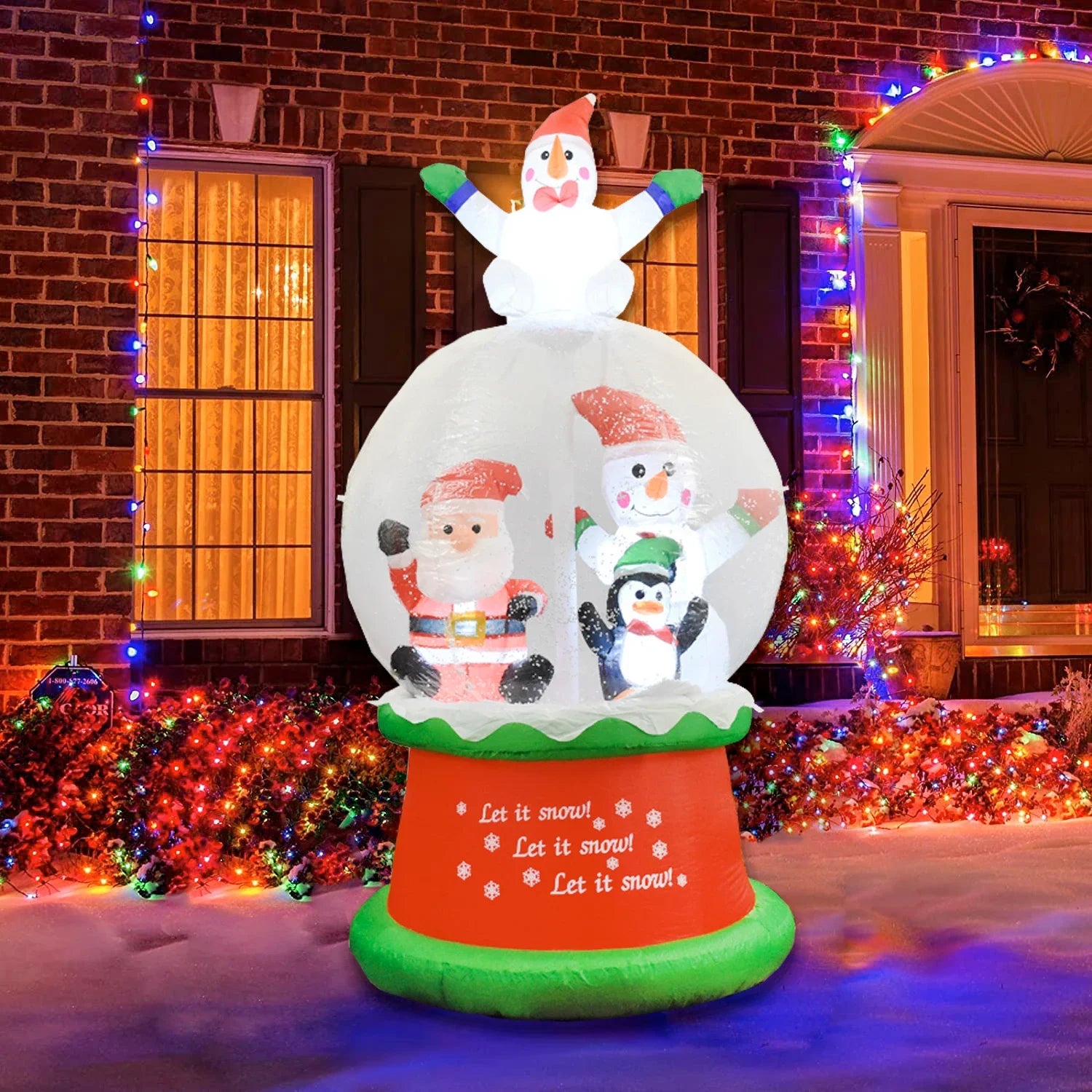 Inflatable Snowball Christmas Decoration for Home Garden Santa Snow Globe Led Light Inflatable Toys New Year Party Outdoor Decor 