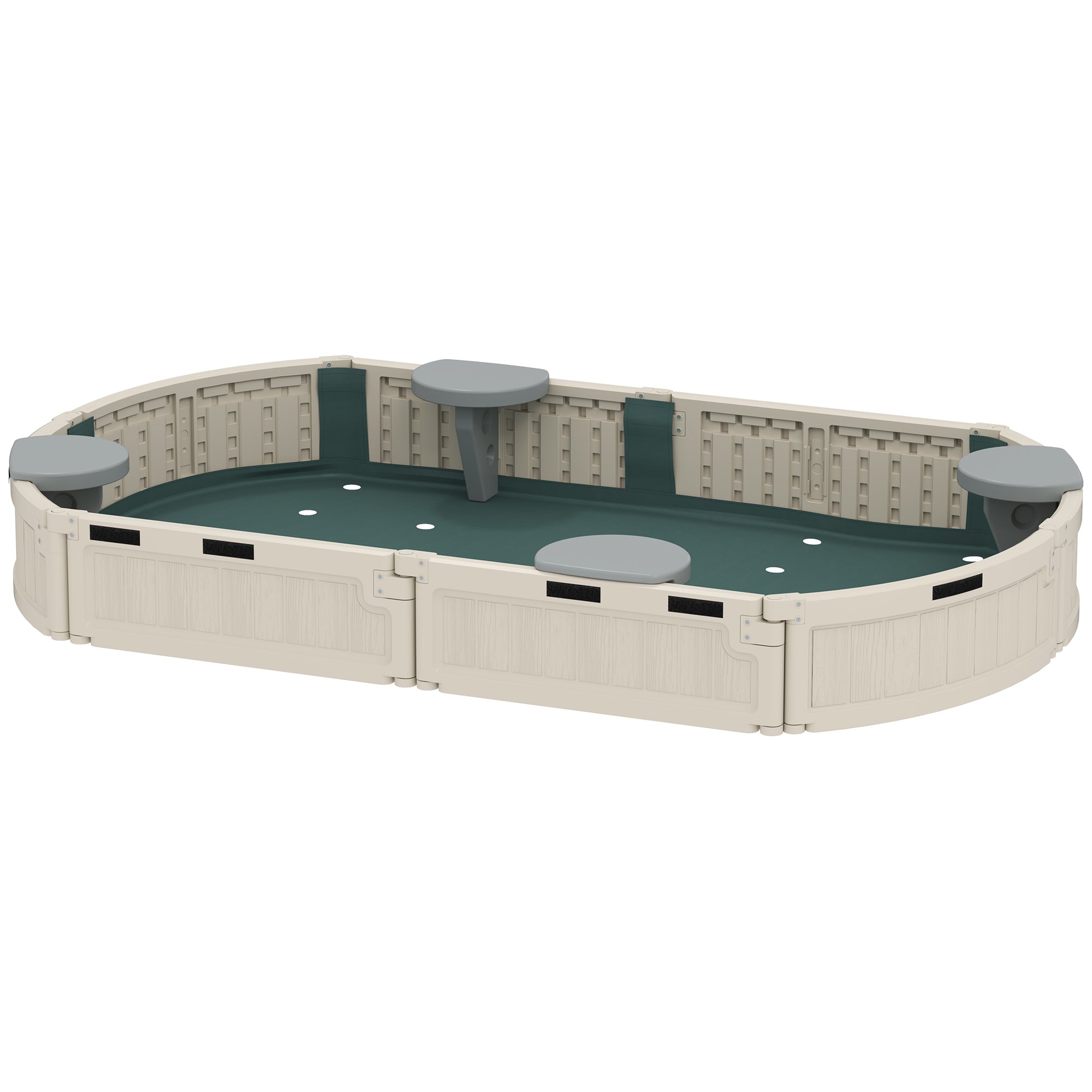 Outsunny Kids Sandbox with Cover, Seat, Sandbox Outdoor for Backyard, Cream White 