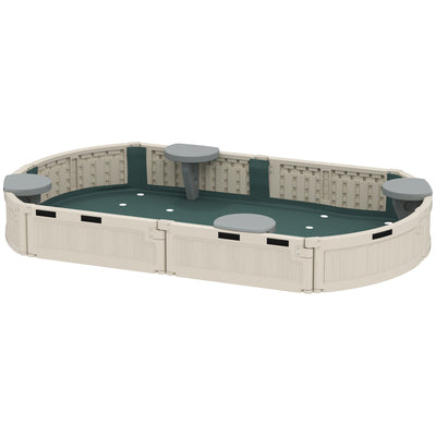 Outsunny Kids Sandbox with Cover, Seat, Sandbox Outdoor for Backyard, Cream White 