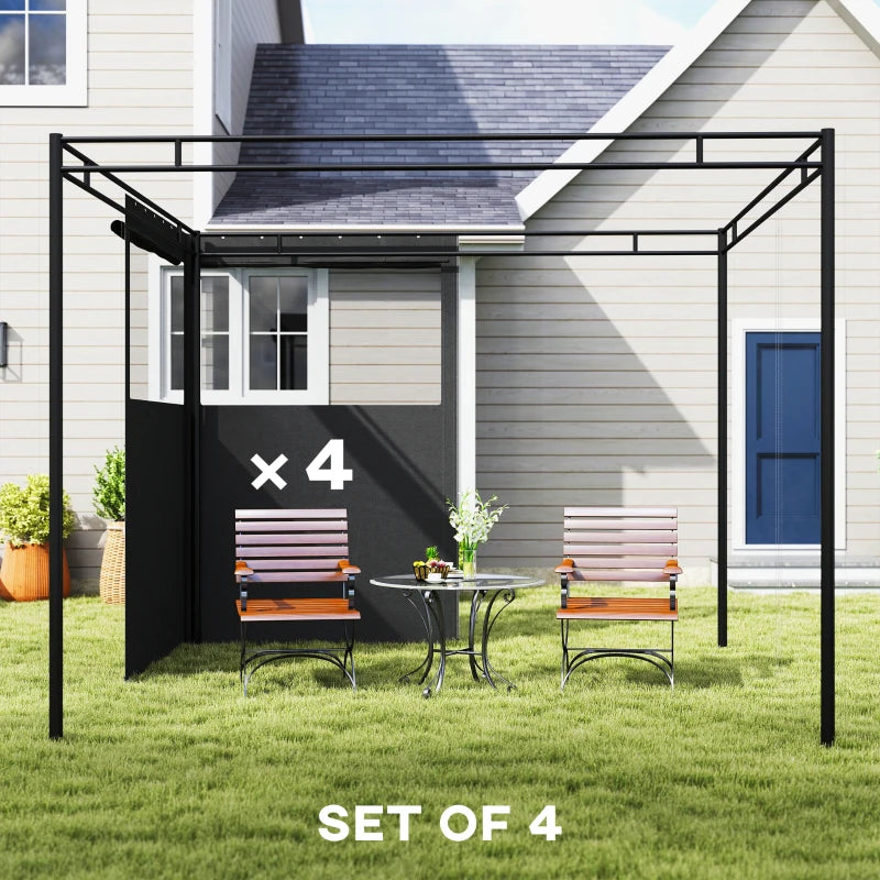 Gazebo Curtains, 10' x 10' Universal Replacement Privacy Curtain, 4-Panels Sidewall with Roll up Mesh Windows, Dark Grey