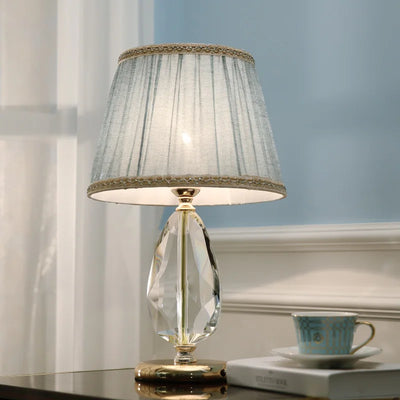 New K9 Crystal Table Lamp - Modern Minimalist Design, Bedroom Bedside Lamp, Indoor Luxury Living Room Study Light with Art Cloth Cover 