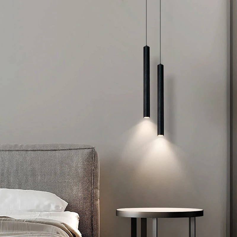 Modern Nordic LED Pendant Lamp - Double Head Hanging Light for Dining Room, 2m Pipe Decor Cylinder Chandelier 
